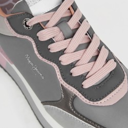 Pepe Jeans Zapatilla Rusper Origin Gris Verdoso Rosa Bleach Green Mujer