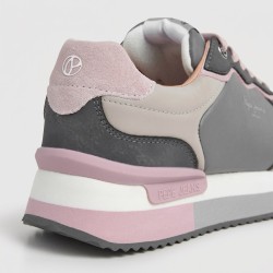 Pepe Jeans Zapatilla Rusper Origin Gris Verdoso Rosa Bleach Green Mujer
