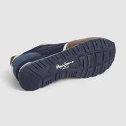 Pepe Jeans Zapatilla Brit Prints  Azul Oscuro Marrón Walnut Brown Hombre