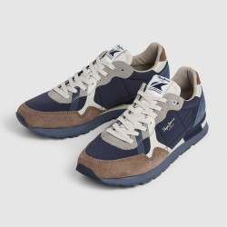 Pepe Jeans Zapatilla Brit Prints  Azul Oscuro Marrón Walnut Brown Hombre