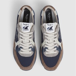 Pepe Jeans Zapatilla Brit Prints  Azul Oscuro Marrón Walnut Brown Hombre