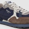 Pepe Jeans Zapatilla Brit Prints  Azul Oscuro Marrón Walnut Brown Hombre