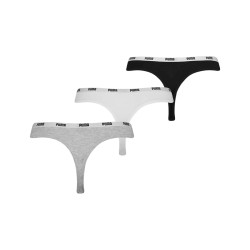 Puma Tanga String 3 Unidades Negro Blanco Gris Mujer