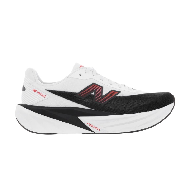 New Balance Zapatilla Running Fuelcell Rebel V5 Negro Blanco White Neo Flame Hombre