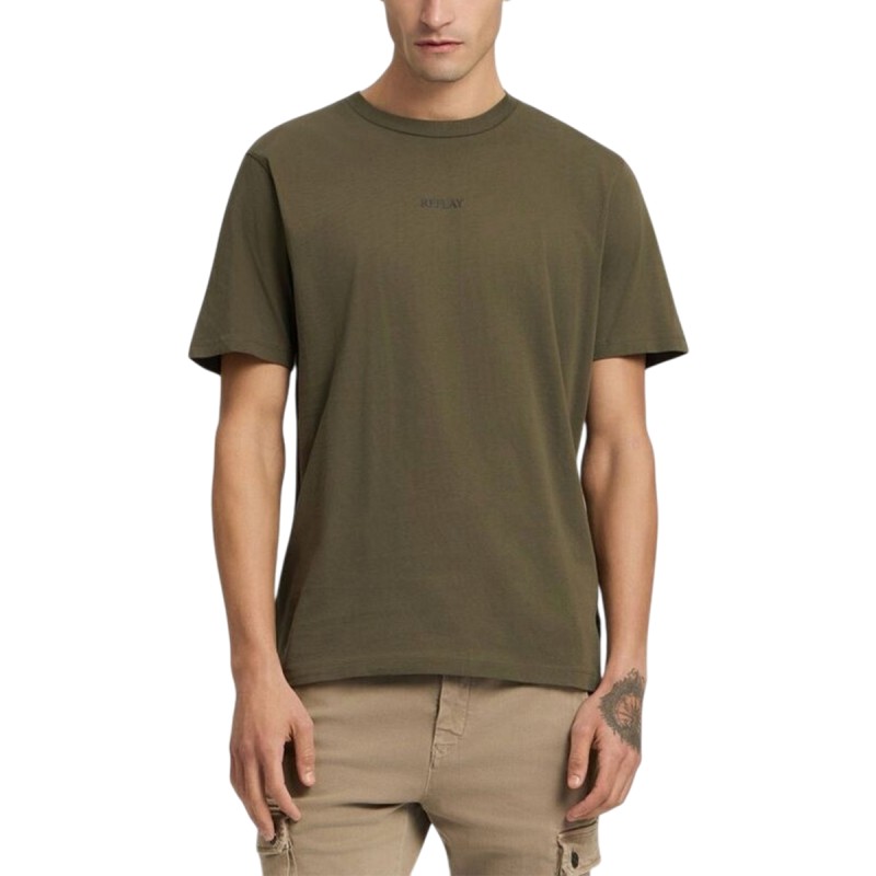Replay Camiseta De Punto Verde Oscuro Mud Green Hombre