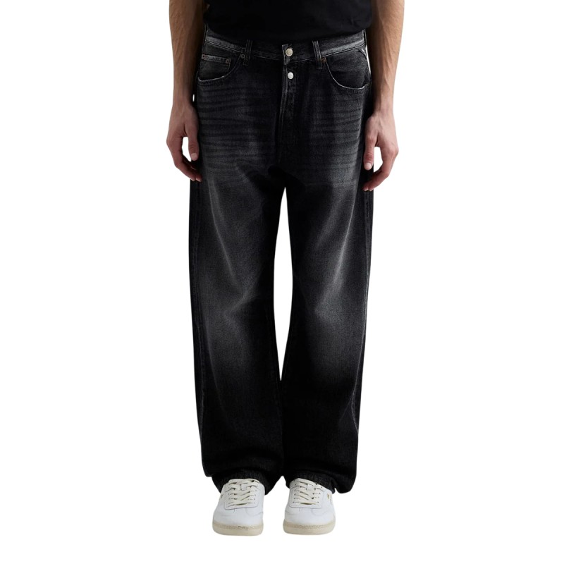 Replay Jeans Pantalón Vaquero Corte Recto Negro Black Delavé Hombre