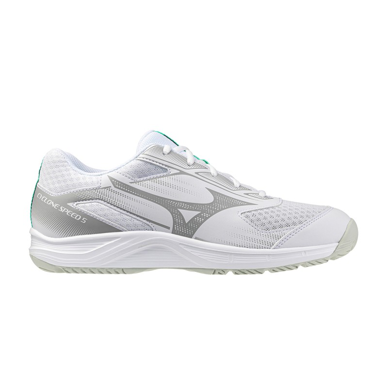 Mizuno Zapatilla Indoor Shoe Cyclone Speed 5 Blanco Gris Verde White Black Frozen Emerald Hombre
