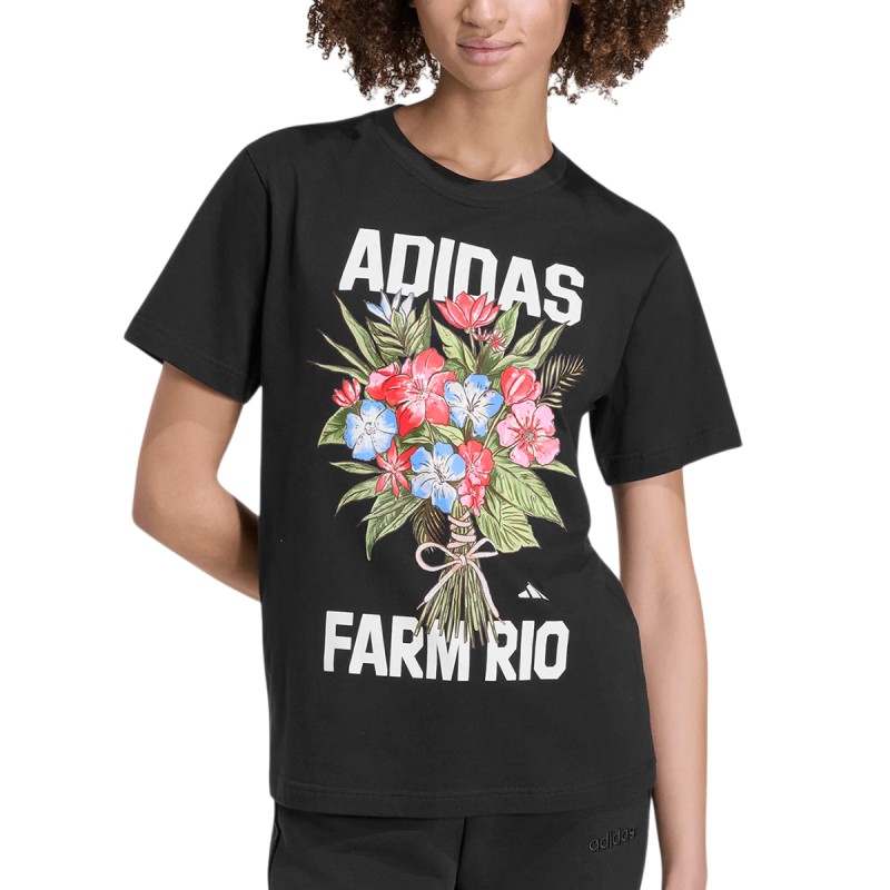 ADIDAS Camiseta X Farm Rio Negro Estampado Black Mujer