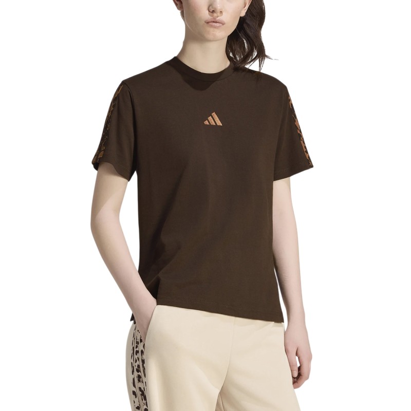 ADIDAS Camiseta Seasonal Essentials 3 Animal Print Marrón Aurora Coffe Mujer
