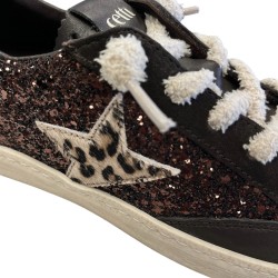 Cetti Zapatilla Casual Ante Glitter Marrón Moka Mujer