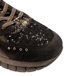 Cetti Zapatilla Casual Ante Glitter Marrón Pallets Coffe Mujer