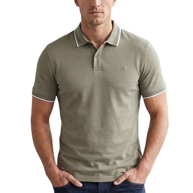 Guess Polo Premium Detailed Tech Verde Green Hombre