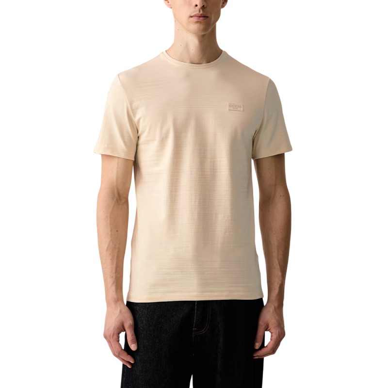 Guess Camiseta Textured Jersey Beige Quick Sand Hombre