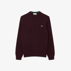 Lacoste Jersey De Cuello Redondo De Algodón Monocolor Granate Marrón Hombre