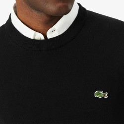 Lacoste Jersey Cuello Redondo Algodón Monocolor Negro Hombre