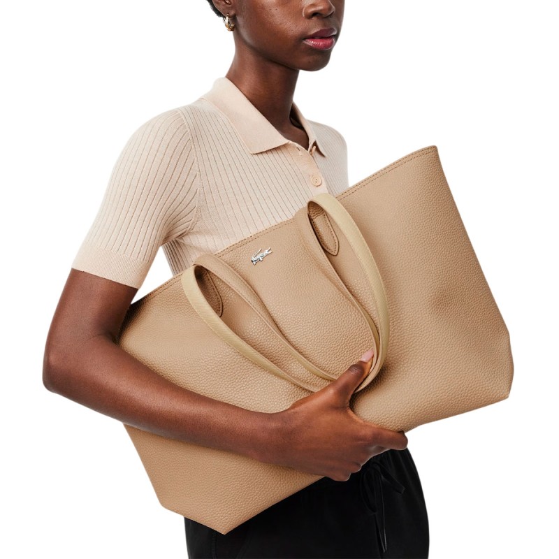Lacoste Bolso Tote Con Cremallera Anna Marrón Cookie Pussin Mujer