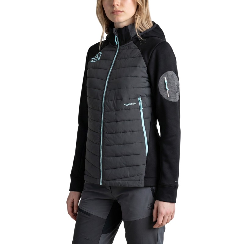 Ternua Chaqueta Híbrida Fibras Yukkon 2.0 Gris Oscuro Whales Grey Mujer
