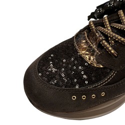 Cetti Zapatilla Casual C-1414 Sra Marrón Oscuro Dorado Mujer