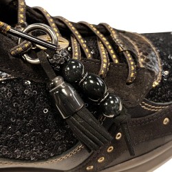 Cetti Zapatilla Casual C-1414 Sra Marrón Oscuro Dorado Mujer