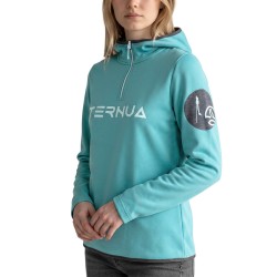 Ternua Pull Spot Hood 1/2 Zip Azul Menta Blue Mint Mujer