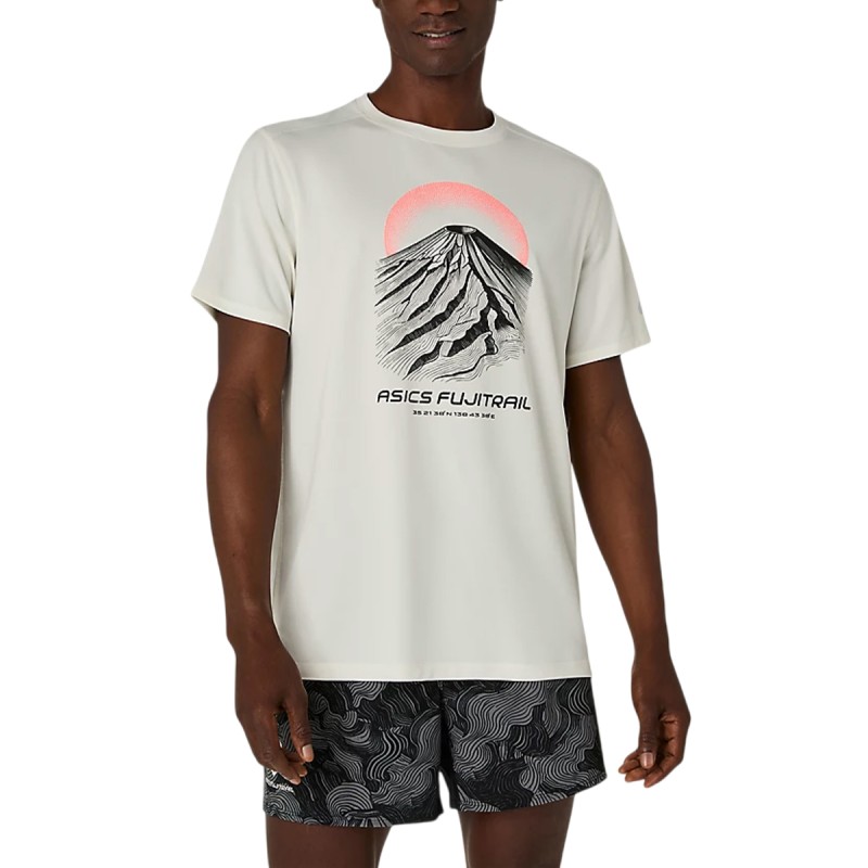 Asics Camiseta Running Fujitrail Logo Crema Cream Hombre