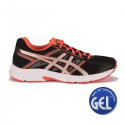 Asics Gel Contend 4 Black Silver Flash Coral Mujer