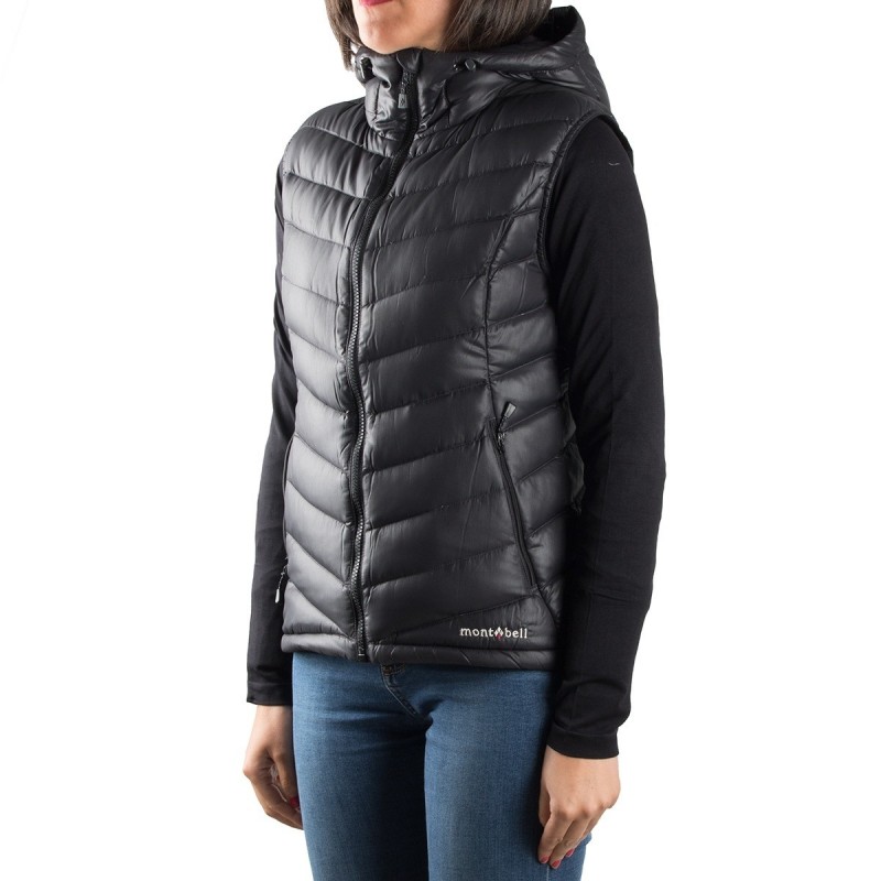 Montbell Chaleco Plumas Highland Hooded Vest Negro Mujer