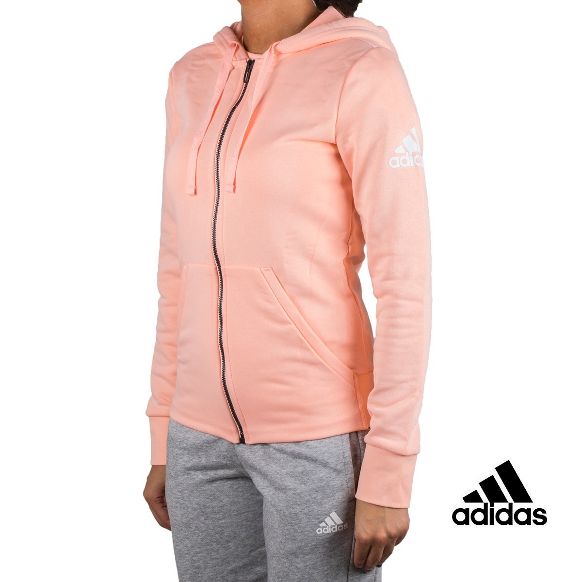 Mañana llamada Edición Adidas sudadera Ess Solid FZ HD Rosa palo mujer
