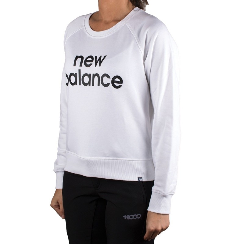New Balance sudadera Essentials FT Crew Blanco Mujer