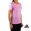 Adidas Camiseta Essentials 3 stripes slim tee Rosa true pink white Mujer