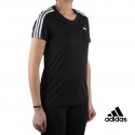Adidas Camiseta Essentials 3 stripes slim tee negro black white Mujer