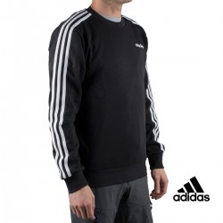 Adidas sudadera Essentials 3 Stripes Crewneck French Terry Negro hombre