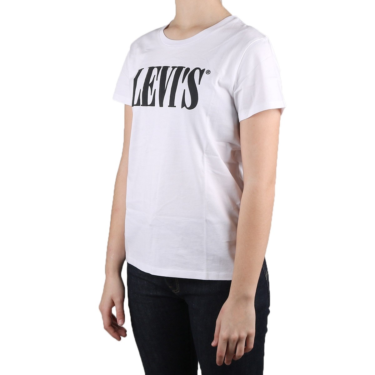 Hito Violeta Rama Levis Camiseta The Perfect Tee Serif Logo Neutral Blanco Mujer