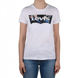 Levis Camiseta The Perfect Tee Neutral Floral Filled Batwing white Blanco Negro Mujer