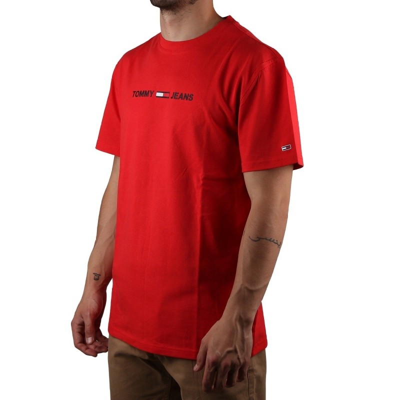 Tommy Hilfiger Camiseta con Logo en Relieve Roja Hombre