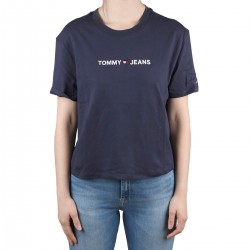 Tommy Hilfiger Camiseta Cropped algodón orgánico Black Iris Azul Marino Mujer