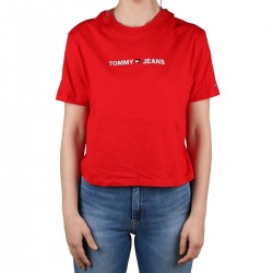 Tommy Hilfiger Camiseta Cropped algodón orgánico Racing Red Rojo Mujer