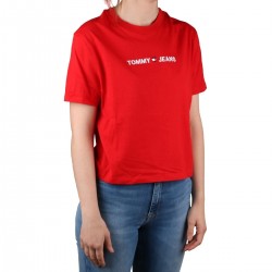 Tommy Hilfiger Camiseta Cropped algodón orgánico Racing Red Rojo Mujer