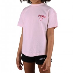 Puma Camiseta Alpha Trend Rosewater Rosa Claro Corazón Purpurina Niño