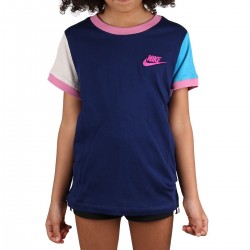 Nike Camiseta Sportswear Ringer Nvlty Futura Azul Rosa Niño