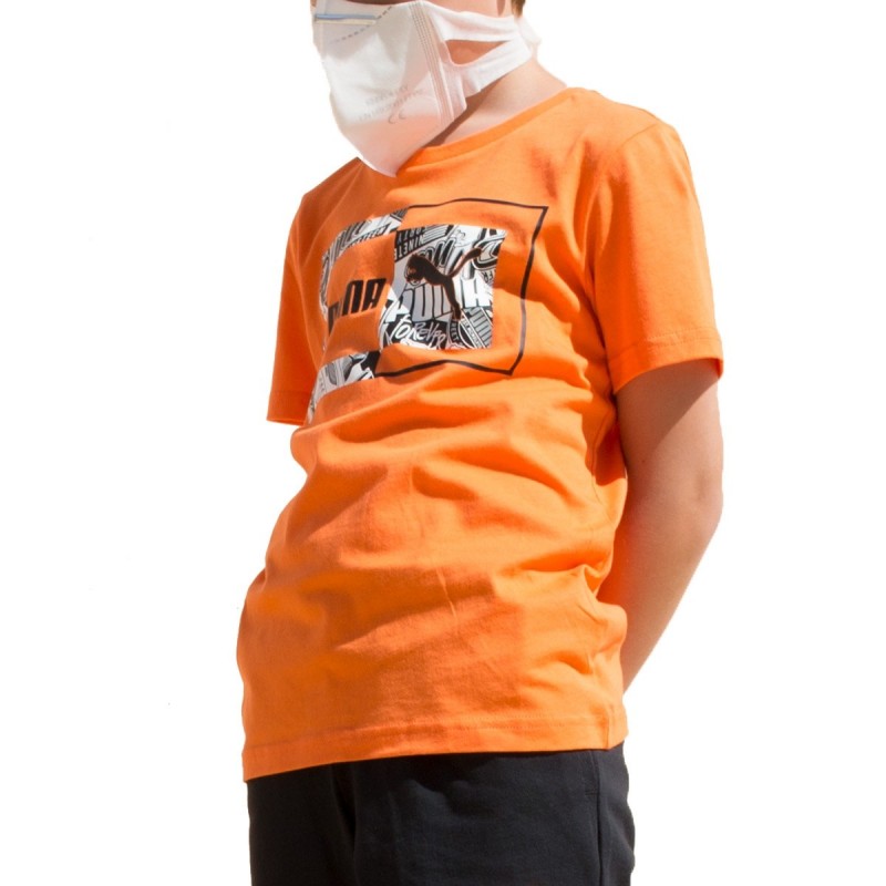 Puma Camiseta Alpha Graphic Tee Firecracker Naranja Niño