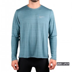 Nike Camiseta Dri-FIT Miler Manga Larga Azul Ozono Hombre