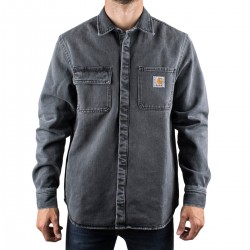 Carhartt Camisa Vaquera Salinac Shirt Jac Black Mid worn wash Negro Hombre