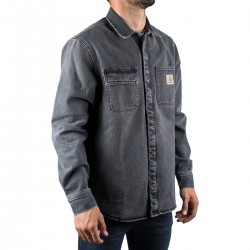 Carhartt Camisa Vaquera Salinac Shirt Jac Black Mid worn wash Negro Hombre