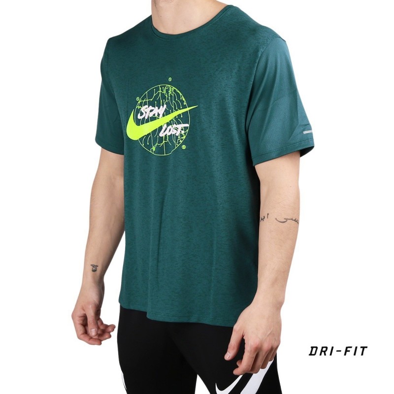 Nike Camiseta Dri-FIT Miler Wild Run Verde jaspeado Hombre