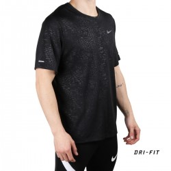 Nike Camiseta NK RN DVN DF MILER SS EMBSS Print Black Negro Hombre