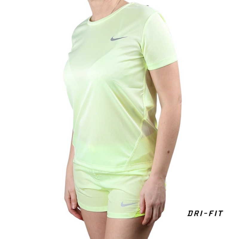 Nike Camiseta Miler Barely Volt Amarilla Mujer