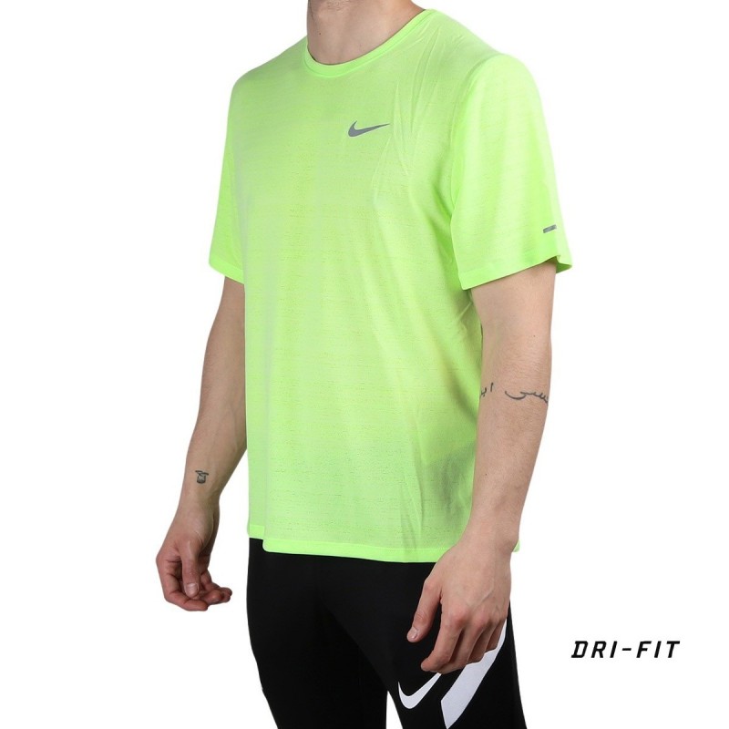 Nike Camiseta DRI-FIT MILER Green Neon Hombre