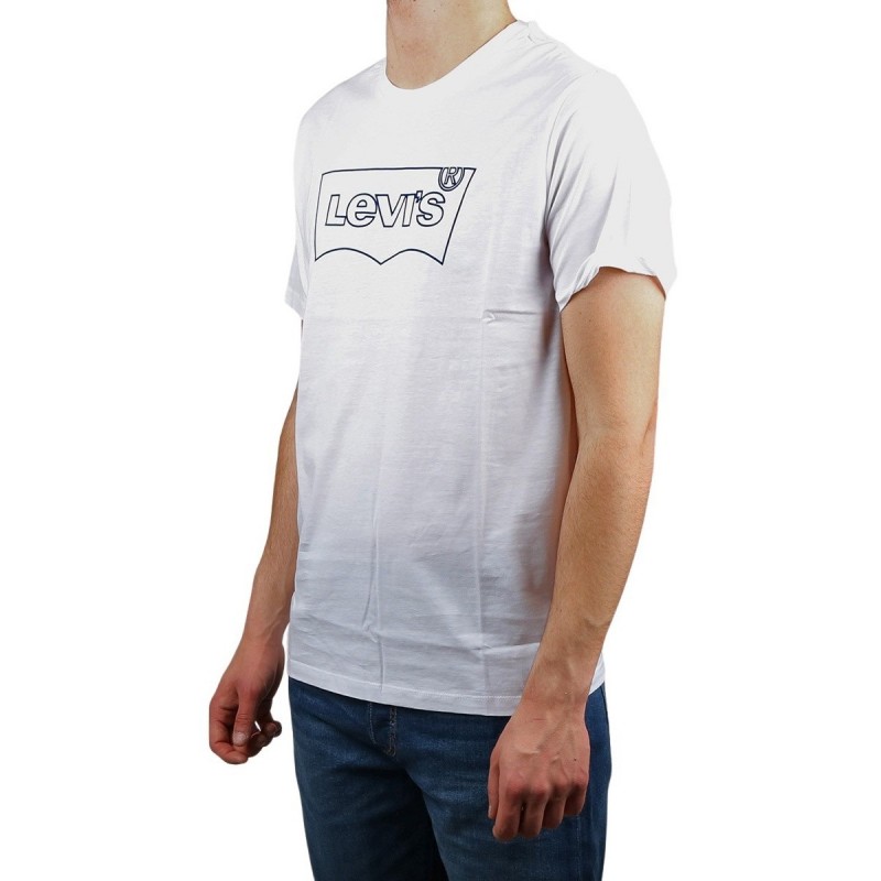 Levis Camiseta Housemark Graphic Tee Logo Outline White Blanco Azul Hombre