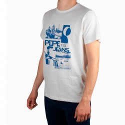 Pepe Jeans Camiseta DAN Off White Azul Blanco Roto Puente Londres Hombre